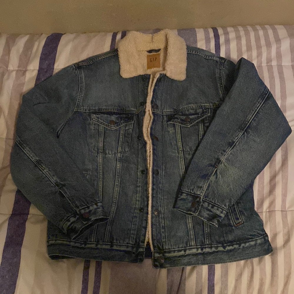 GAP Sherpa-Lined Non-Stretch Jean Jacket for Men - Picture 2 of 6